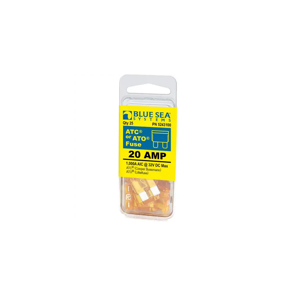 ATO/ATC Blade Fuse - 20 Amps/32 Volts DC - Pack Of 25 - BLS5243100-BSS