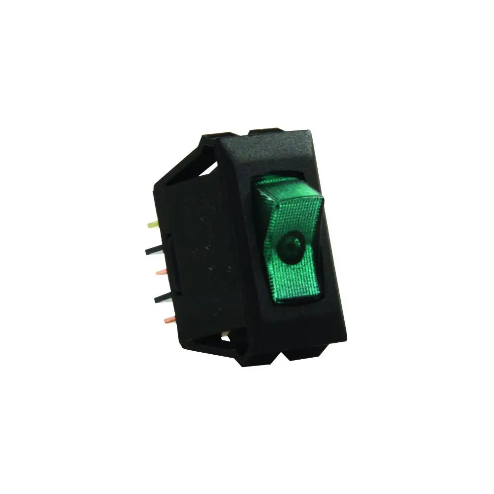 Green Illuminated Rocker Switch - Black - JRP13695
