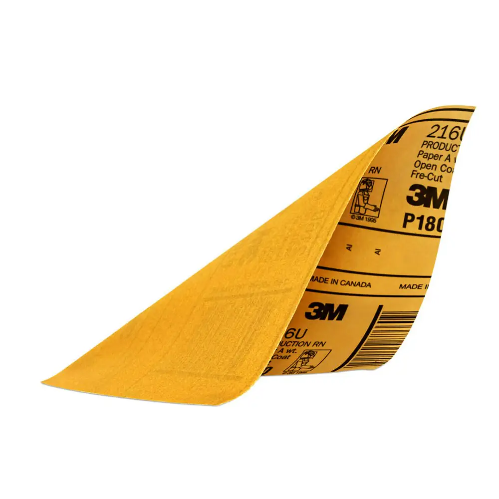 Sandpaper - 9" x 11" - P180 Grit - Gold - Case Of 5 Sheets - 3MP32545